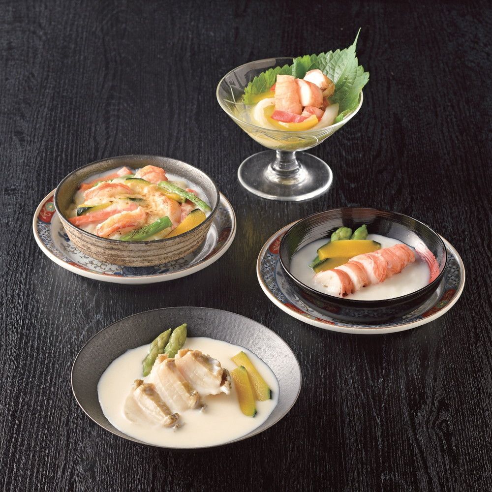 ＜日本のおいしいお料理＞伊勢海老とあわびの和洋割烹料理 賞味期限：出荷日より冷凍90日